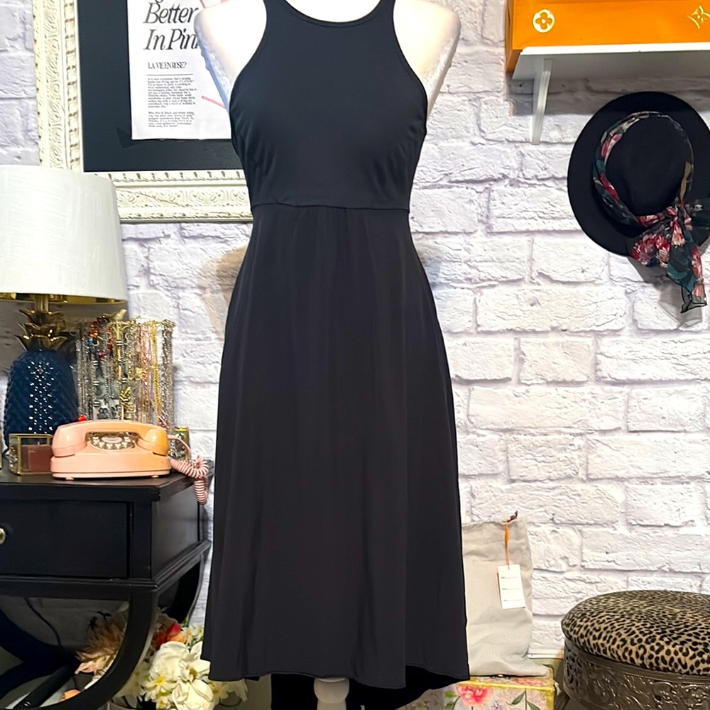Prana Railay high low Black Midi Dress with Timeless Elegance size small